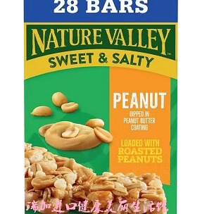 包加拿大邮Nature valley高纤咸甜谷物麦片能量棒花生28支980克