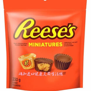 包邮加拿大Reese's里斯MINIATURES花生酱迷你牛奶巧克力杯230G*2
