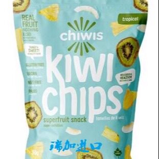 包邮加拿大Chiwis Kiwi&nbsp;&&nbsp;Coconut猕猴桃菠萝干椰子脆片50g*3包