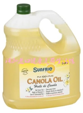 直邮加拿大国油SUNFRIE CANOLA OIL特级食用芥花籽油3L无反式脂肪