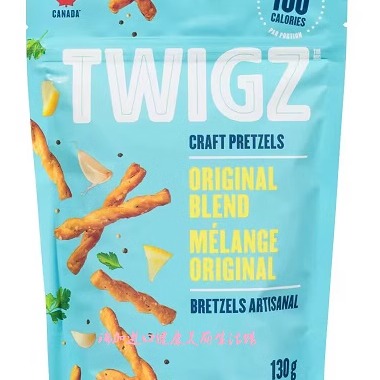 包邮加拿大Twigz PRETZELS手工艺扭结小枝饼干条130g*3包黄油大蒜