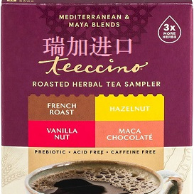 包邮加拿大Teeccino咖啡草本茶72克无咖啡因香草榛子法式摩卡口味