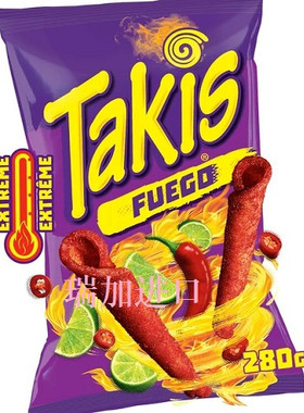 包邮加拿大Takis Fuego墨西哥火辣青柠辣椒脆卷饼玉米片280克*3包