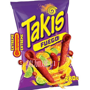 包邮加拿大Takis Fuego墨西哥火辣青柠辣椒脆卷饼玉米片280克*3包