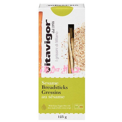 包邮加拿大Vitavigor初榨橄榄油制面包棍芝麻饼干125克*3盒无添加
