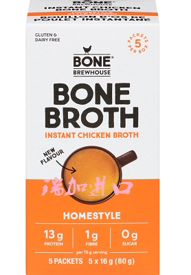 新品包邮加拿大Bone Brewhouse鸡骨汤蛋白饮80克*2盒补蛋白多口味