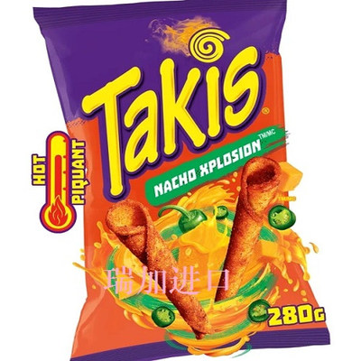 包邮加拿大Takis Xplosion墨西哥辣味芝士脆卷饼玉米片280克*3包