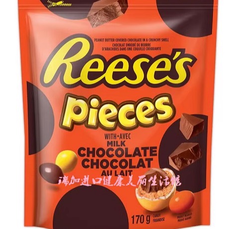 包邮加拿大Reese's里斯牛奶巧克力夹心花生酱酥脆巧克力豆170g*2