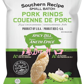 新品邮加拿大Southern R.高蛋白香酥脆猪皮85g*3包DILL辣莳萝风味