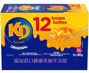 包邮加拿大Kraft卡夫切达奶酪芝士意大利面通心粉200GX12盒/箱