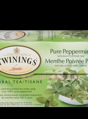 包邮加拿大TWININGS TEA川宁PEPPERMINT薄荷茶40克*2盒搭配多买便