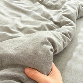 水洗棉烟雾灰单件全棉床单被单100%棉纯色床笠超柔软可配三四件套