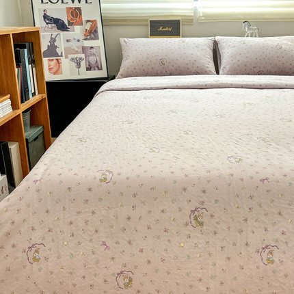 恋心兔A类全棉有氧双层纱四件套纯棉1.5m1.8米小号床笠床单三件套