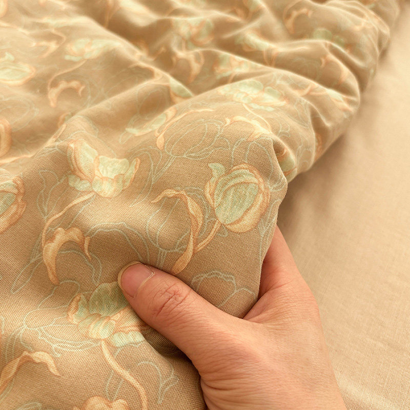 唐朝一只鱼双层纱杏绘柔软床单