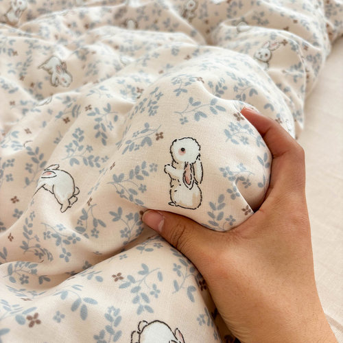 唐朝一只鱼双层纱小兔薇拉床单