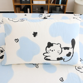 可爱猫咪全棉枕套一对装 48x74单人枕头罩纯棉枕芯套加厚大号枕罩