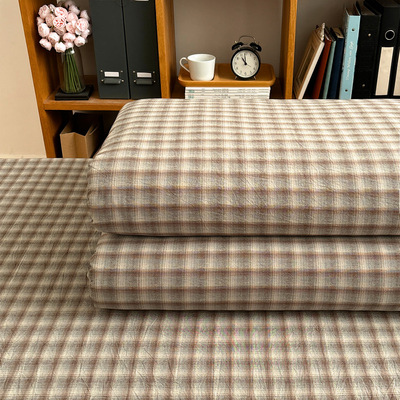 云岫兰咖水洗棉格子被套