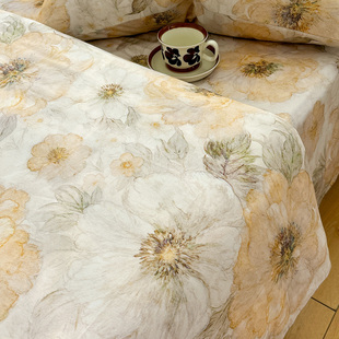 花之恋轻奢纯棉磨毛床单单件全棉加厚双人被单亲肤可配三四件套