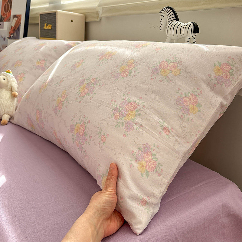 唐朝一只鱼双层纱紫色花海枕套