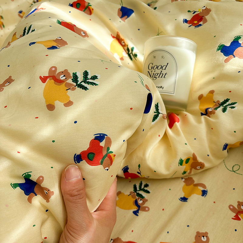 唐朝一只鱼滑板熊全棉床单