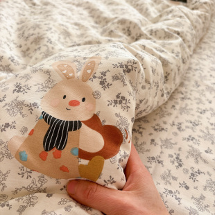 黑碎花兔兔纯棉床单单件加厚儿童被单人学生宿舍被罩全棉三四件套