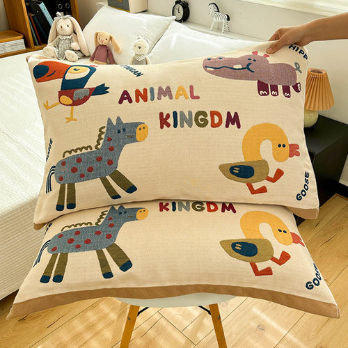 木马王国八层纱布全棉枕巾