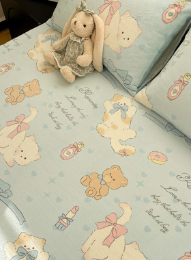 牛奶绒软萌猫咪加厚保暖床单法兰绒宿舍单人被单枕套可配三四件套