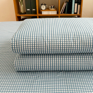 浅蓝小密格纯棉被套单件全棉被罩学生宿舍单双人150x200x230被单1