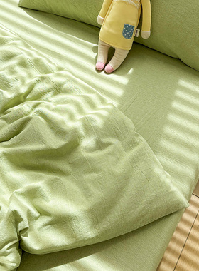 水洗棉绿色心情纯棉床单单件纯色100全棉被单学生宿舍可配三4件套