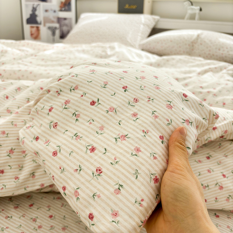 唐朝一只鱼全棉粉玫瑰小碎花床单