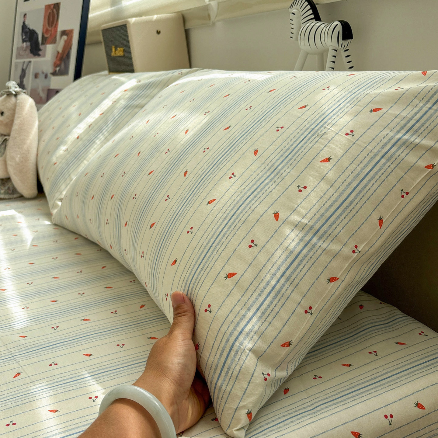 唐朝一只鱼萝卜蓝调纯棉枕套