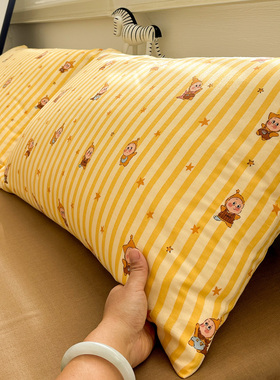 A类全棉双层纱星星仔枕套单个30x50cm小尺寸儿童枕芯内胆套一对装