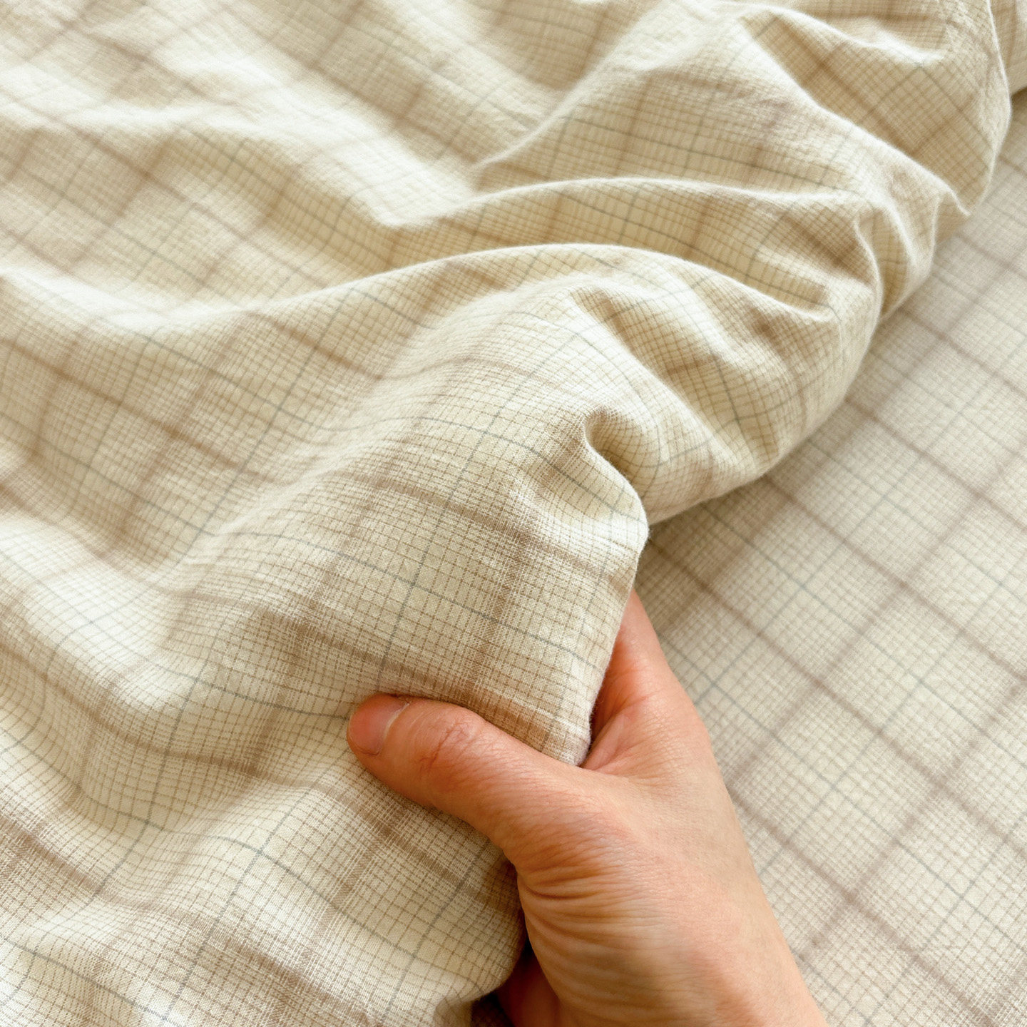 低调米水洗棉简约全棉床单床笠宿舍格子纯棉被套枕套可配三四件套