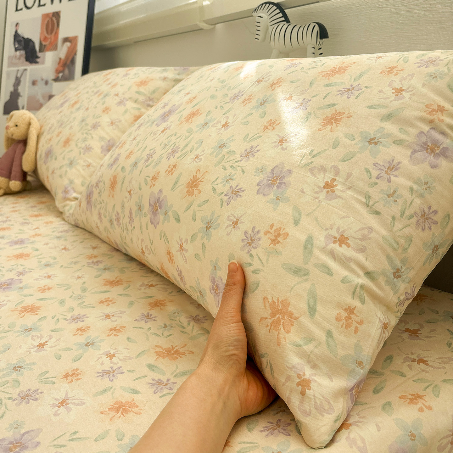 唐朝一只鱼紫棠纯棉枕套