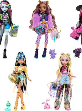 代购Monster High娃娃益智动手塑料可动桌面展示玩具正版时尚