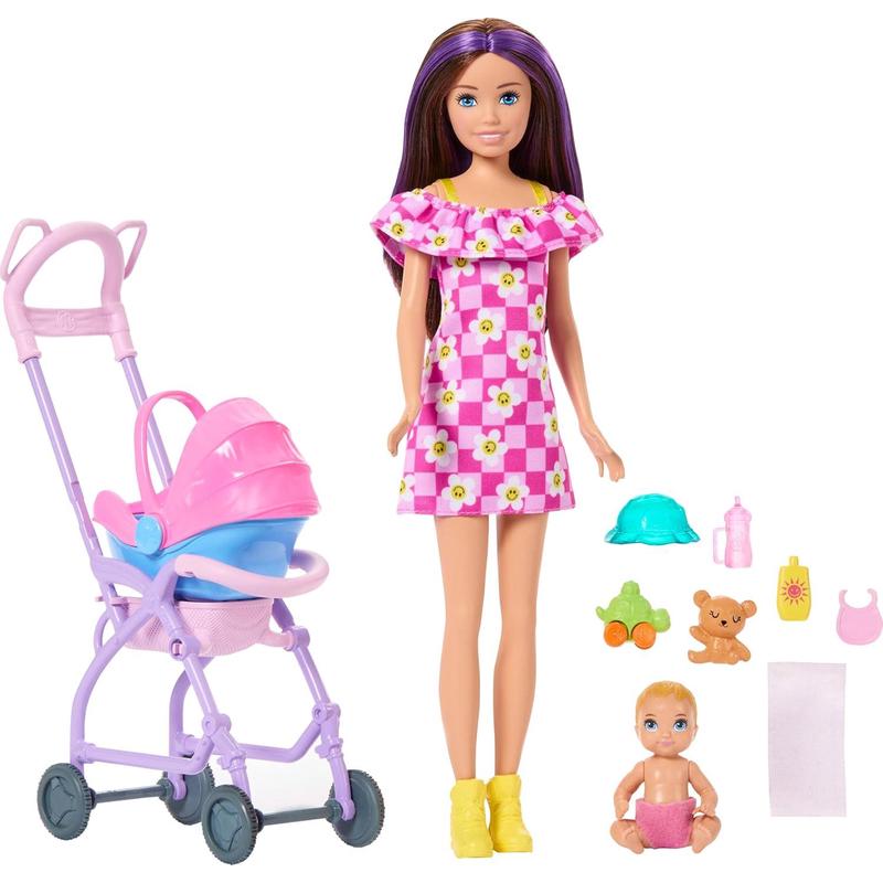 海外代购BARBIE/芭比娃娃洗澡场景可脱换衣多件套装塑料材质