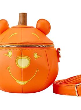 代购Loungefly女士单肩包便携轻便可调节肩带密封式设计橙色皮质