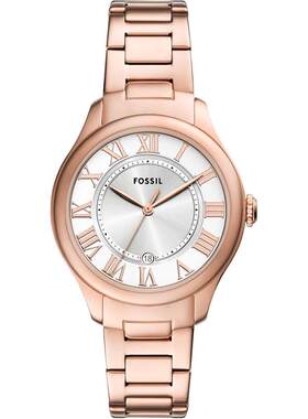 海外代购Fossil/化石女士欧美腕表日历显示精准计时钢带银色表盘