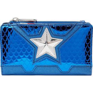 代购Loungefly女士钱包拉链闭合多卡位设计便携收纳防滑纹理蓝色