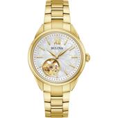 代购 BULOVA宝路华女士腕表自动上链镂空机芯日期显示防水30米