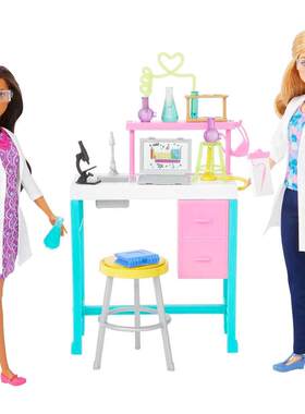 海外代购BARBIE/芭比配件职业扮演科学实验多件套装含实验台