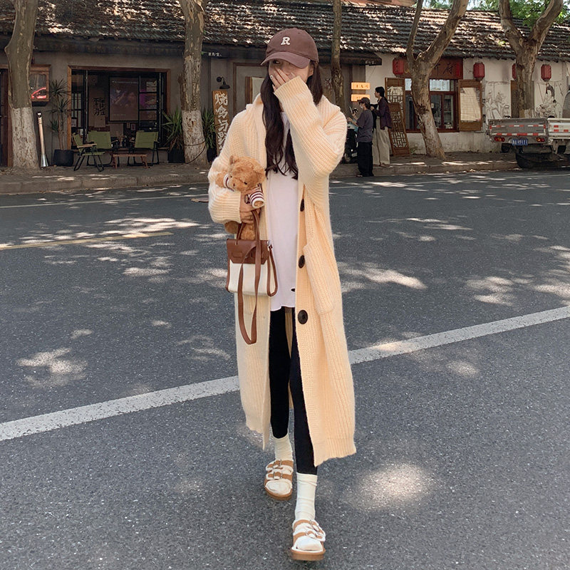 减龄慵懒【冬装现货】鸭蛋黄针织毛衣大外套199-D261-P155-控228,针织衫/毛衣,浙宝199