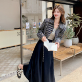 韩版时尚连衣裙女2025新款洋气减龄休闲条纹衬衫半身裙，女装连衣裙，浙宝199