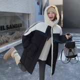 199-棉衣W89-P195-控288【好款现货】撞色拼接连帽工装风棉衣外套，女装棉衣/棉服，浙宝199