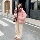 199-W87-P270-控398【好款现货】50羽绒服撞色连帽粉色设计款外套，女装羽绒服，浙宝199