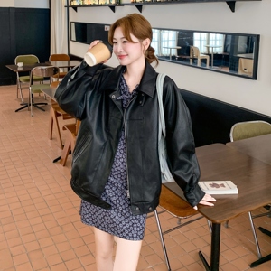 黑色机车服皮衣外套女2025年秋季新款美式复古酷飒高级感PU皮夹克图片