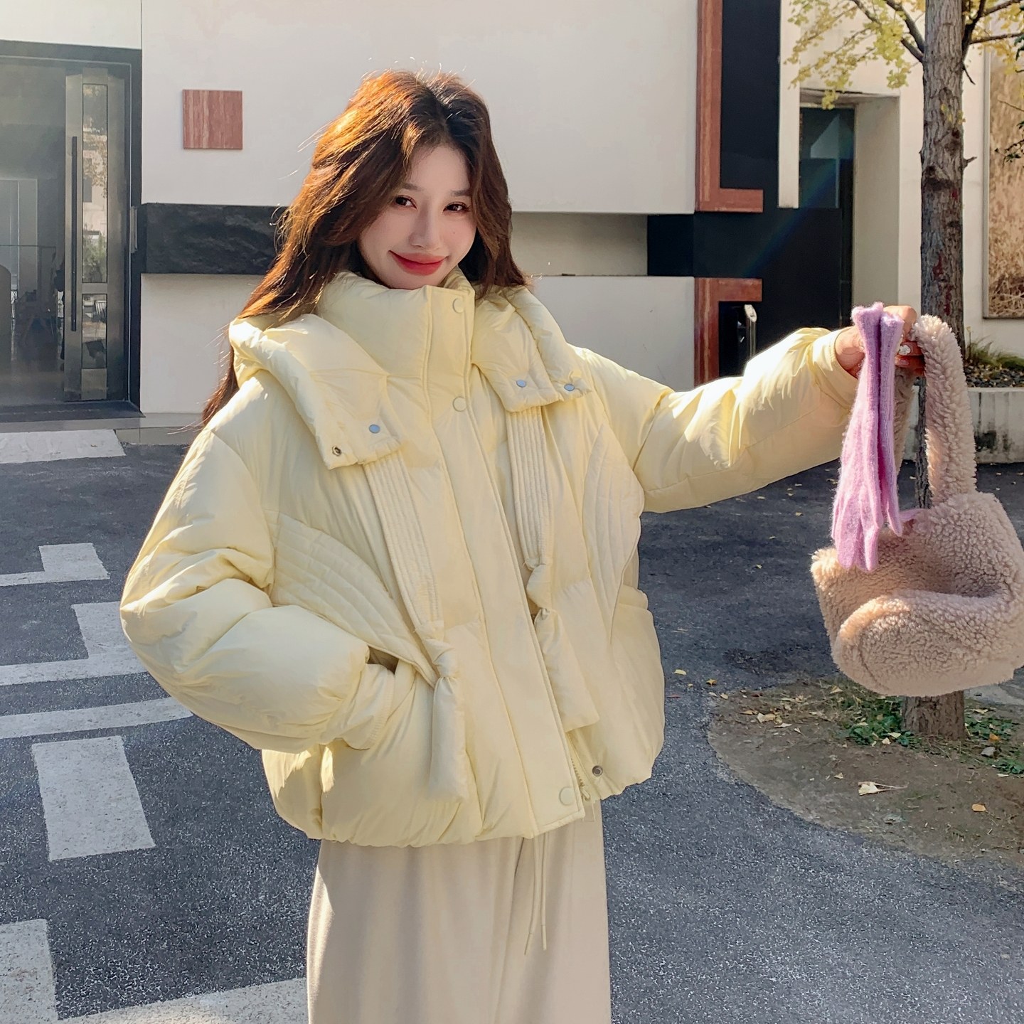 199-W92-P285-控428【好款现货】奶呼呼黄色加厚宽松甜美云朵泡芙,女装羽绒服,浙宝199