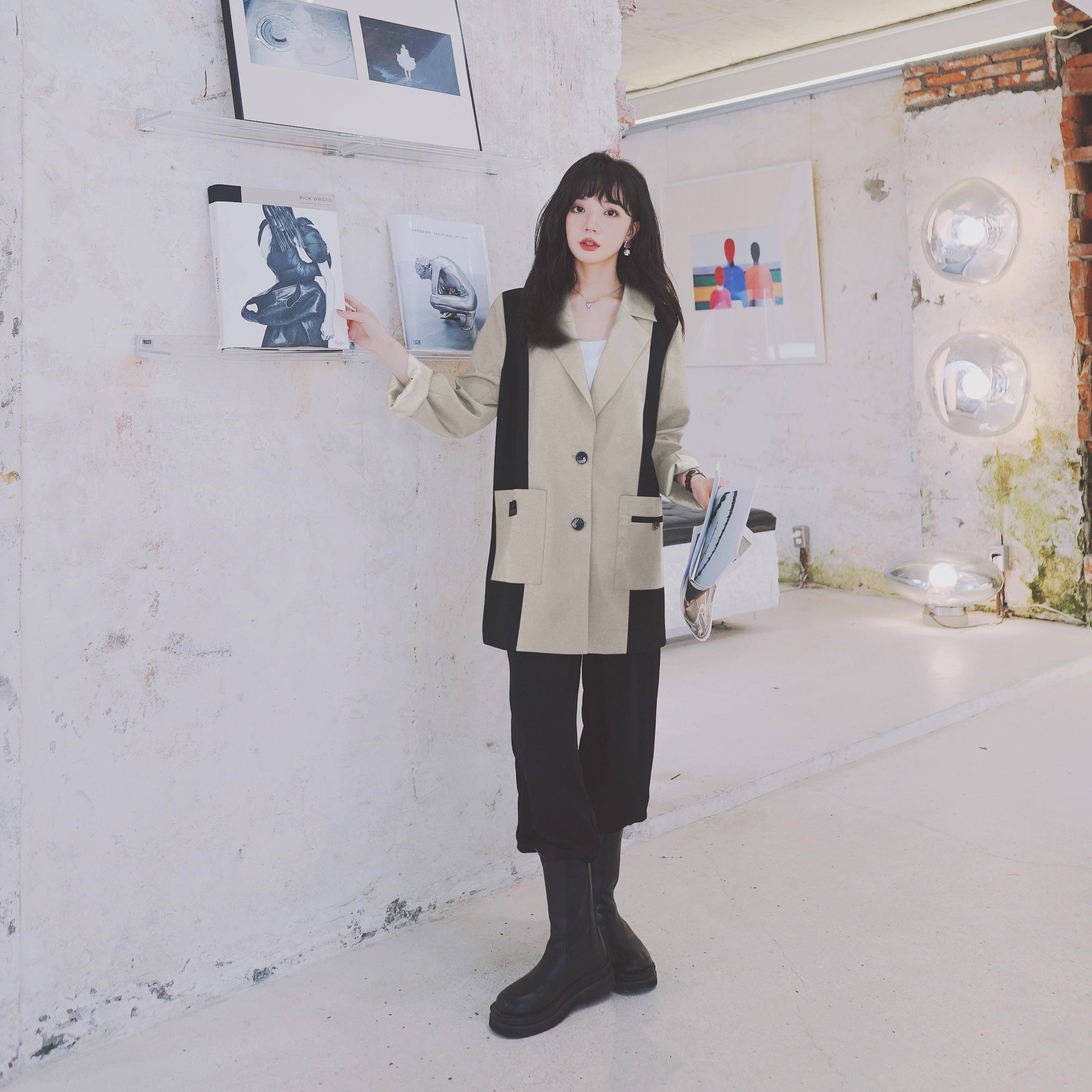 灰色高级感西装外套女2025春季新款韩版小个子休闲百搭炸街小西服,女装风衣,浙宝199