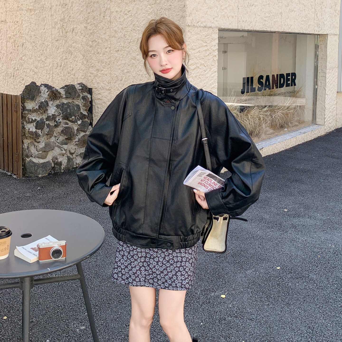 黑色机车服皮衣外套女2025年秋季新款美式复古酷飒高级感PU皮夹克,女装短外套,浙宝199