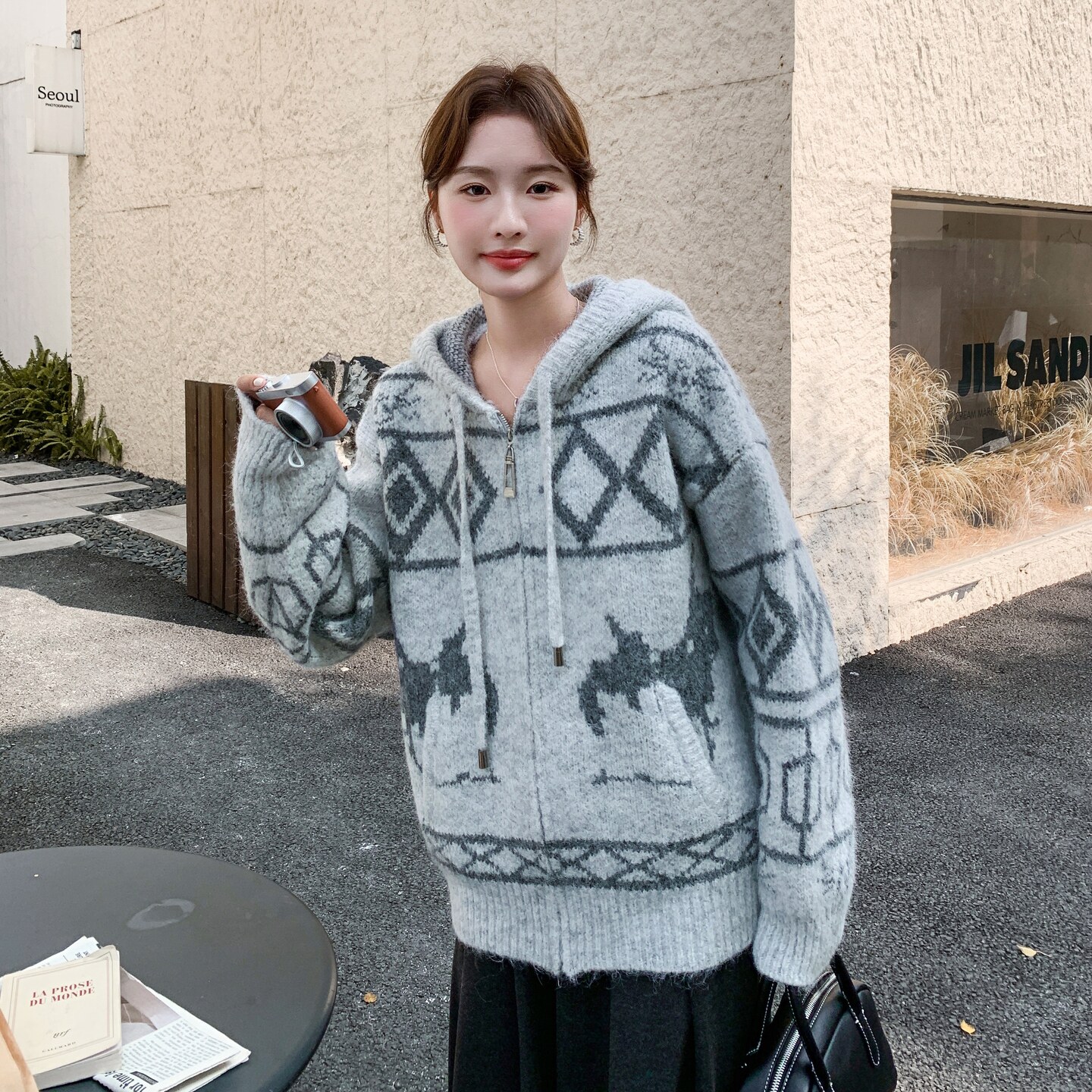 199-26510-P155-控228【好款现货】厚外套拉链开衫连帽,针织衫/毛衣,浙宝199